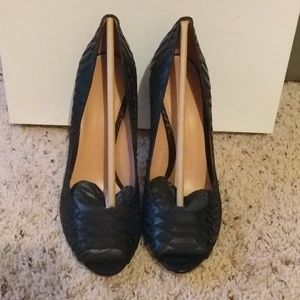 Sigerson Morrison snakeembossed leather peeptoe